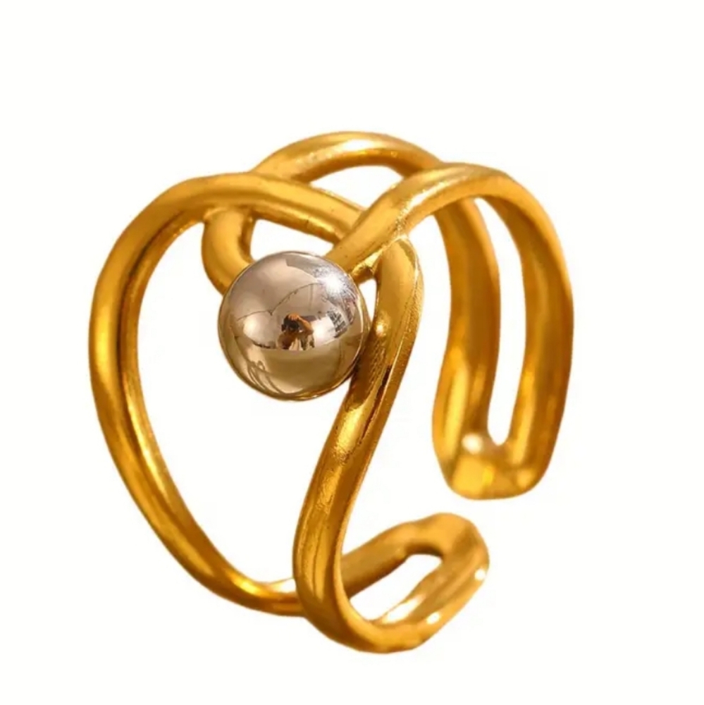 18K Gold Plated Gold-Tone Adjustable Ring